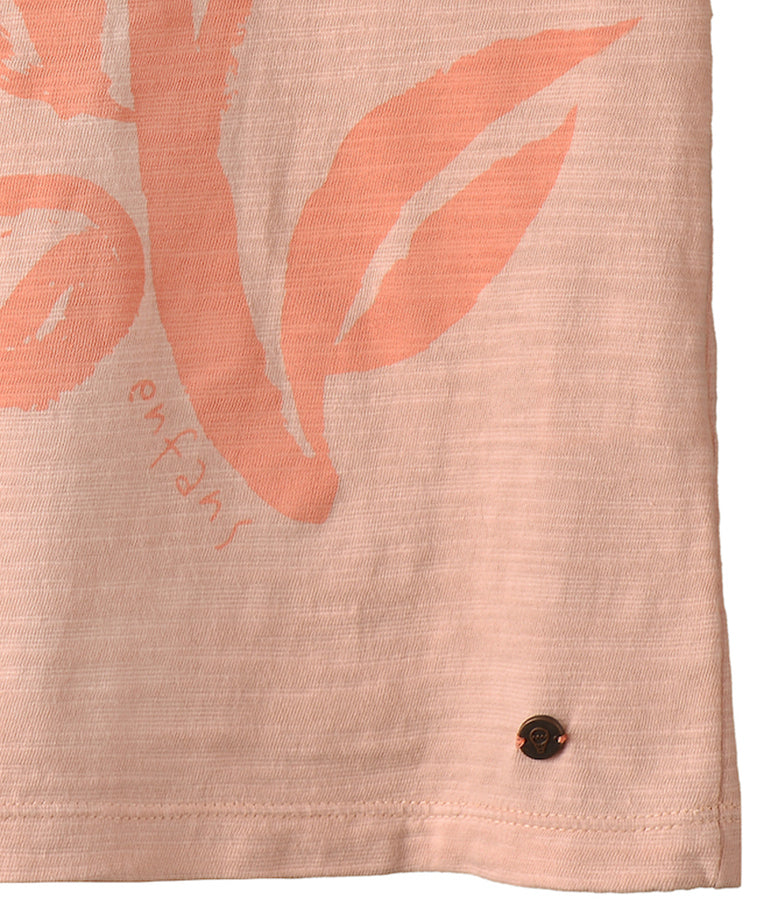 Pink Flower T-Shirt with Ruffled Sleeves