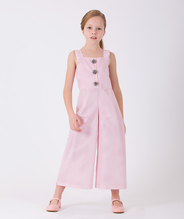 casual baby pink jumper with sparkling buttons