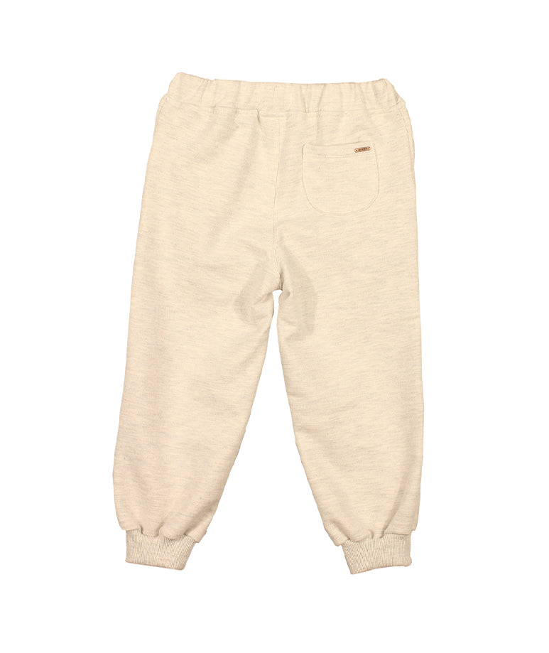 Ecru Sweatpants with Pink Glittery Graphics