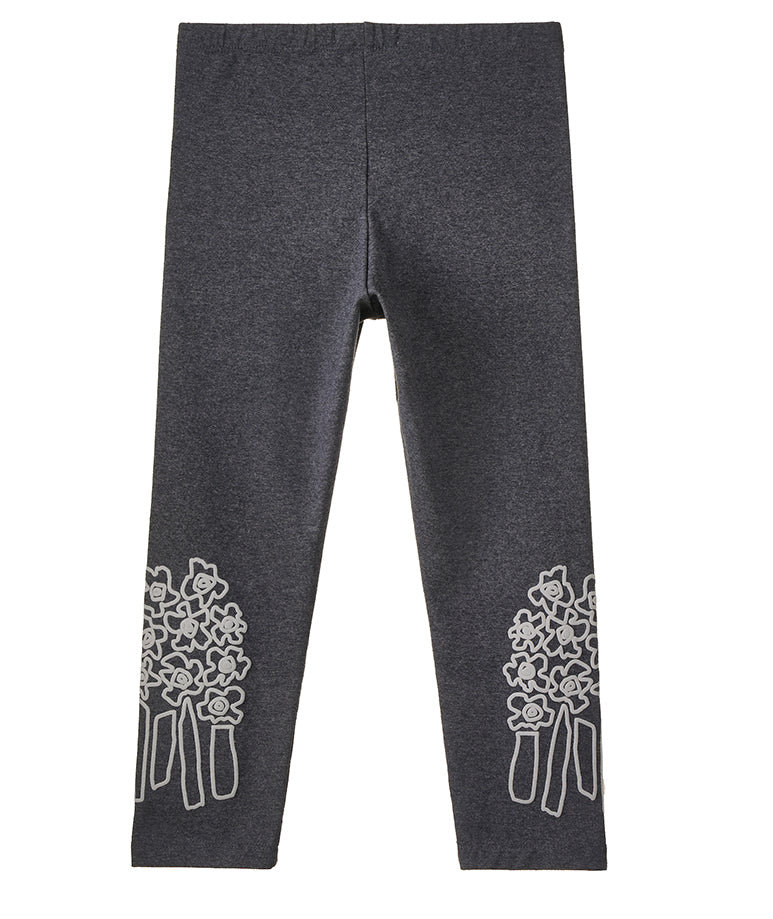 Grey Leggings with White Flower Prints