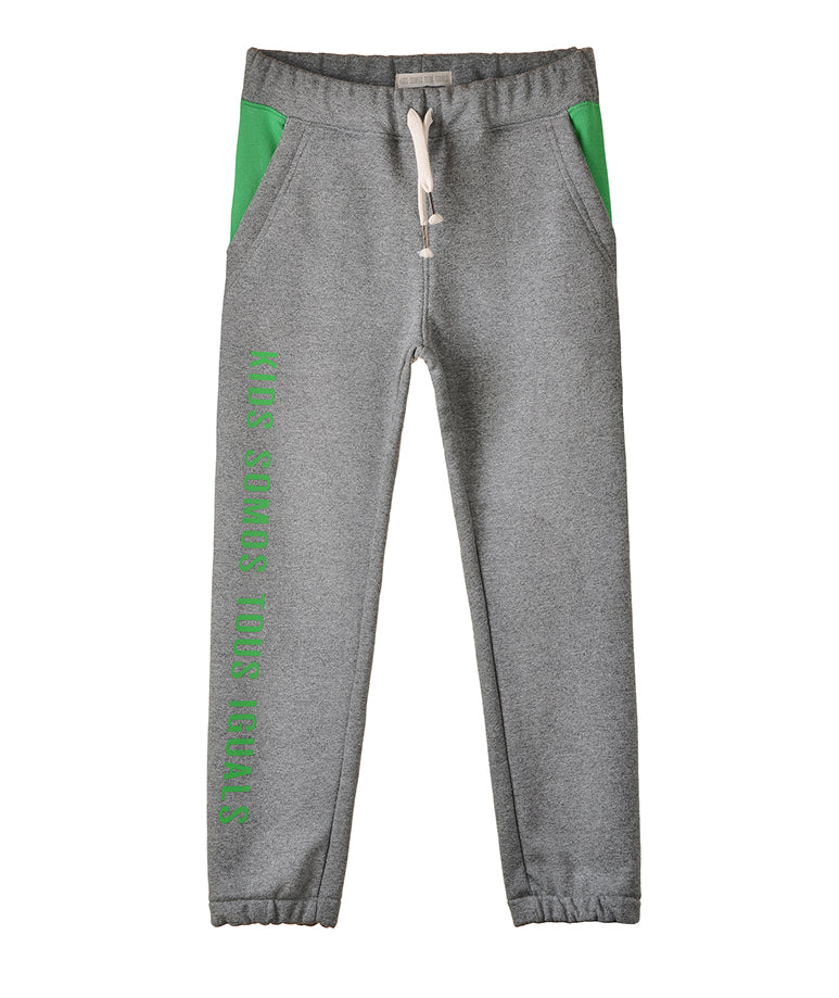 Grey Sweatpants with Green Accents