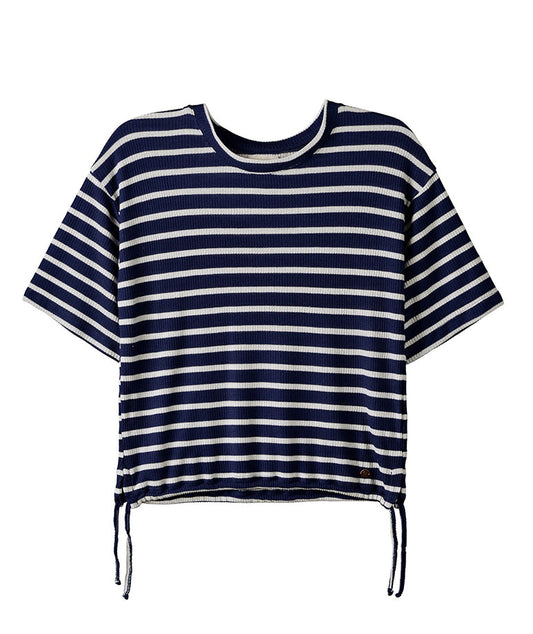 Navy T-Shirt with White Stripes