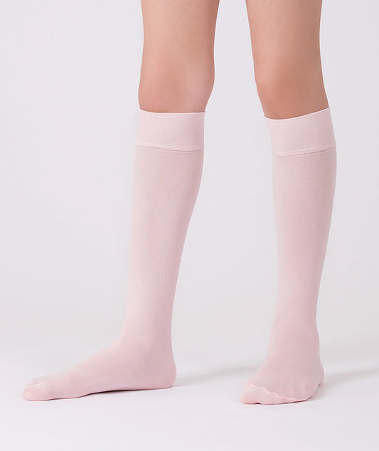 Soft pink classic high-knee socks for girls