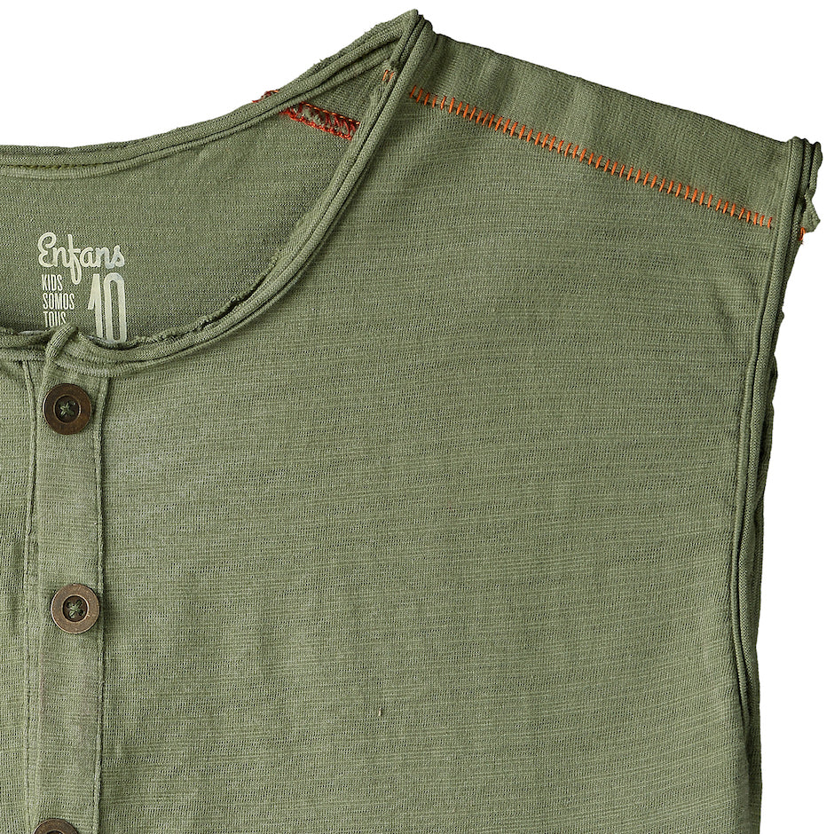 Green Sleeveless T-Shirt with Green Lizard Print