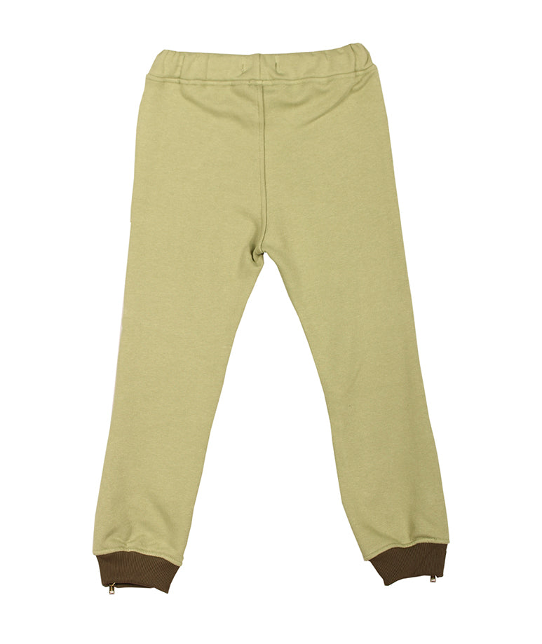 Green Sweatpants with Zipper Detail