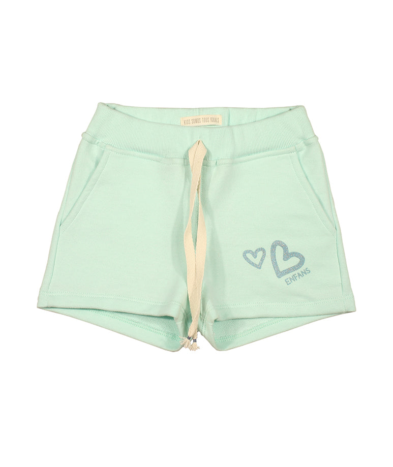 Blue Enfans Shorts with Glittery Hearts