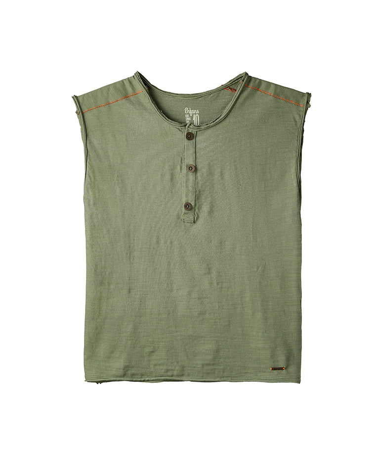 Green Sleeveless T-Shirt with Green Lizard Print