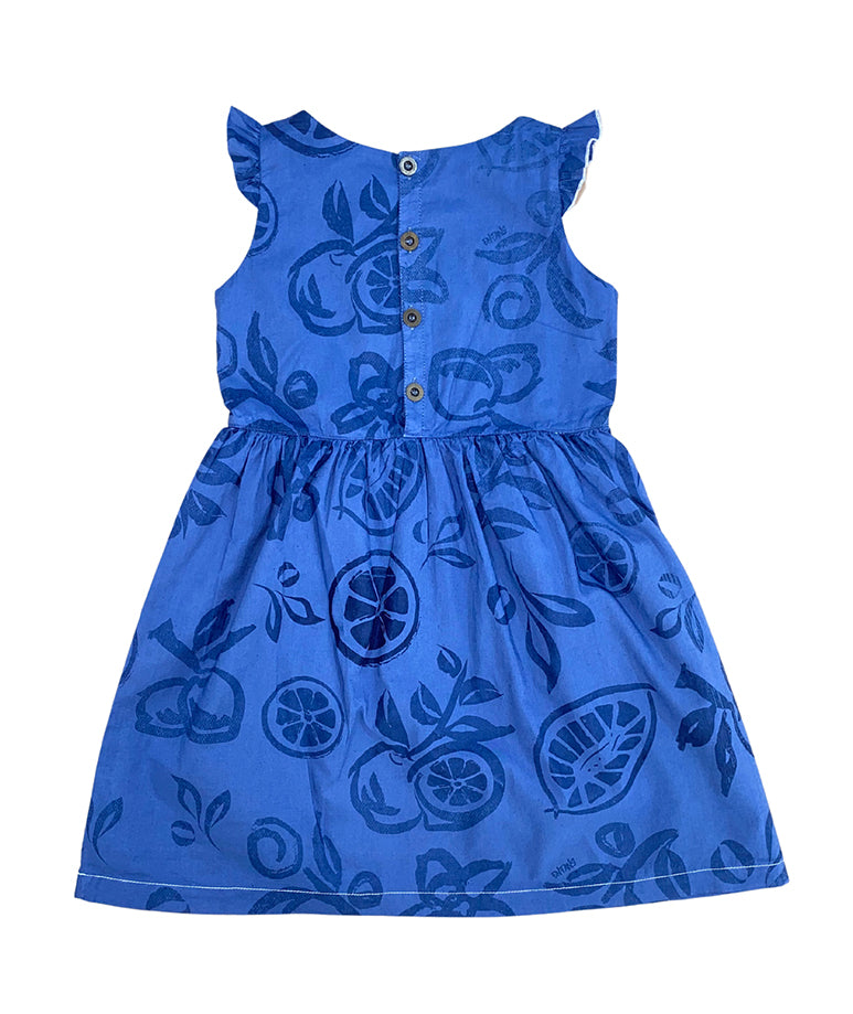 Blue Dress with Fruit Prints