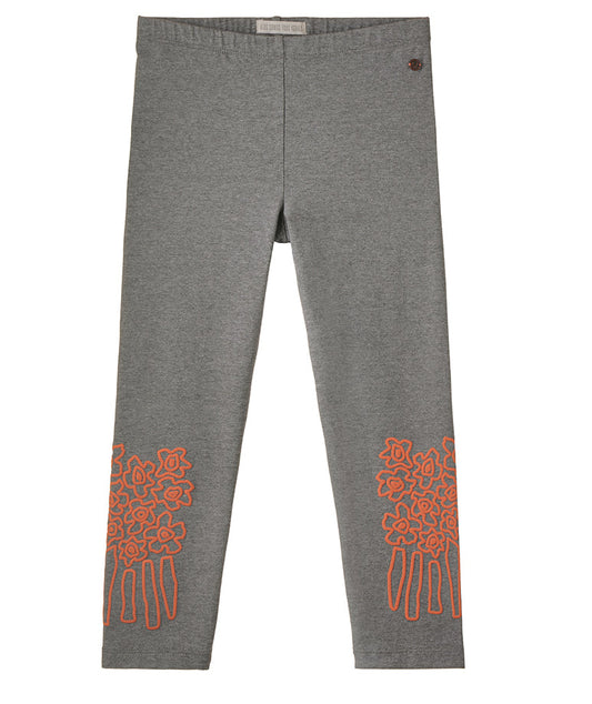 Grey Leggings with Orange Flower Prints